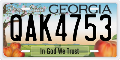 GA license plate QAK4753