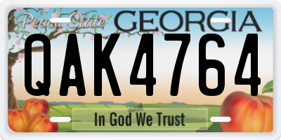 GA license plate QAK4764