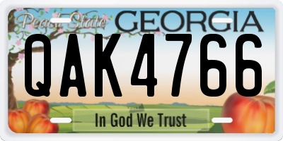 GA license plate QAK4766