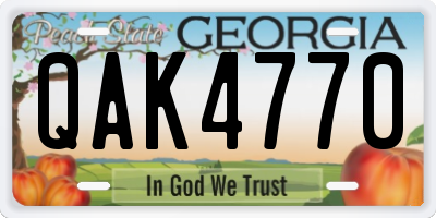GA license plate QAK4770