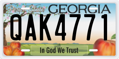 GA license plate QAK4771