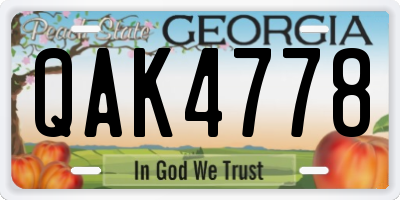 GA license plate QAK4778