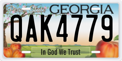 GA license plate QAK4779
