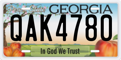 GA license plate QAK4780