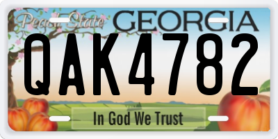 GA license plate QAK4782