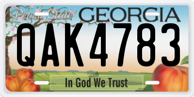 GA license plate QAK4783