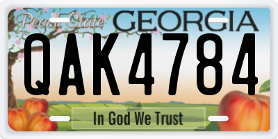 GA license plate QAK4784