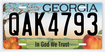 GA license plate QAK4793
