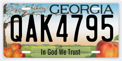 GA license plate QAK4795
