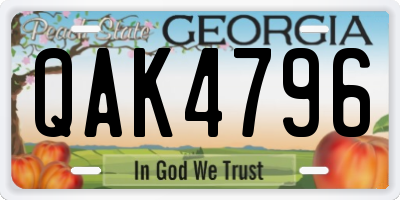 GA license plate QAK4796