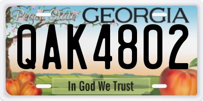 GA license plate QAK4802
