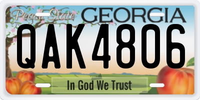GA license plate QAK4806