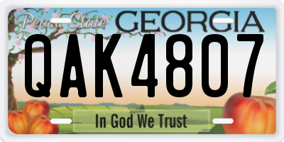 GA license plate QAK4807