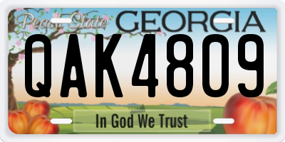 GA license plate QAK4809