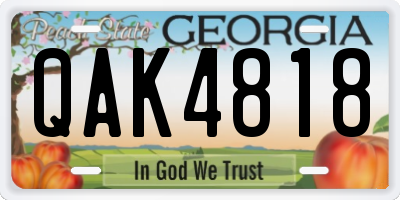 GA license plate QAK4818