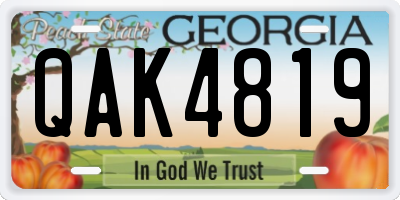 GA license plate QAK4819