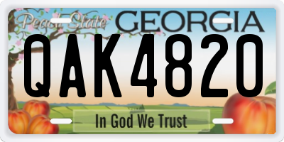 GA license plate QAK4820