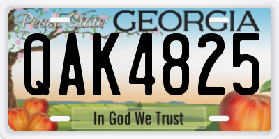 GA license plate QAK4825