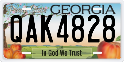 GA license plate QAK4828