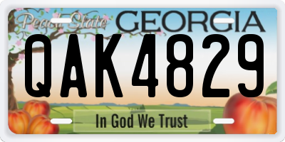 GA license plate QAK4829