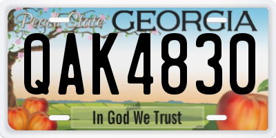GA license plate QAK4830