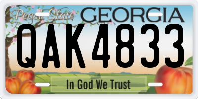 GA license plate QAK4833
