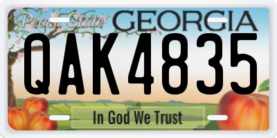 GA license plate QAK4835