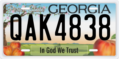 GA license plate QAK4838