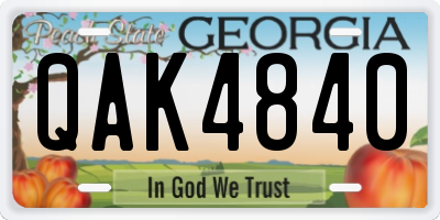 GA license plate QAK4840