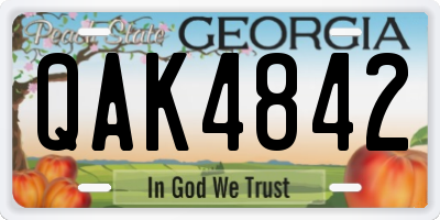 GA license plate QAK4842