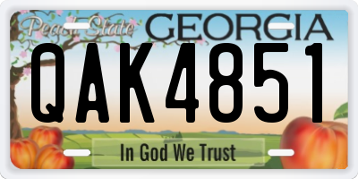 GA license plate QAK4851
