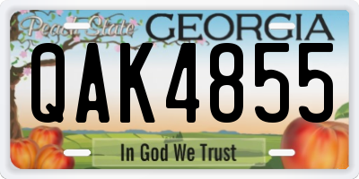 GA license plate QAK4855