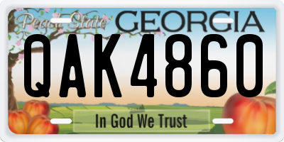 GA license plate QAK4860