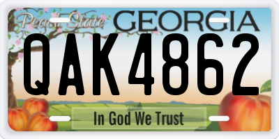 GA license plate QAK4862