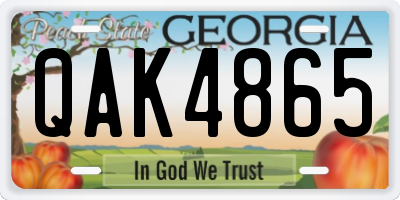 GA license plate QAK4865