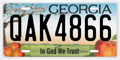 GA license plate QAK4866