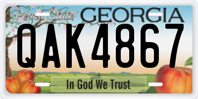 GA license plate QAK4867