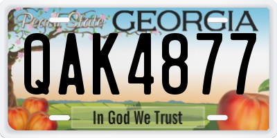 GA license plate QAK4877