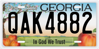 GA license plate QAK4882