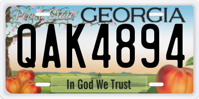 GA license plate QAK4894