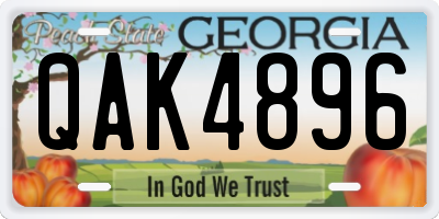 GA license plate QAK4896