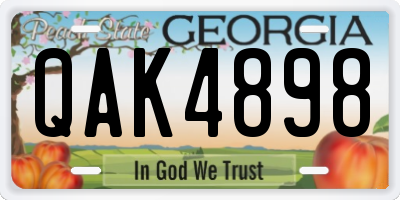 GA license plate QAK4898