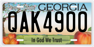 GA license plate QAK4900