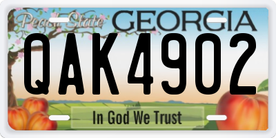 GA license plate QAK4902