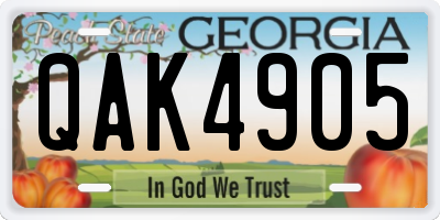 GA license plate QAK4905
