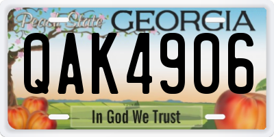 GA license plate QAK4906