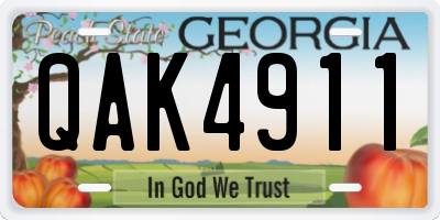 GA license plate QAK4911