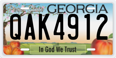 GA license plate QAK4912