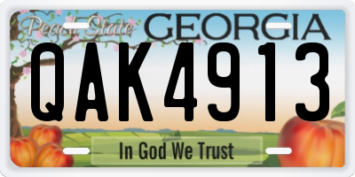 GA license plate QAK4913