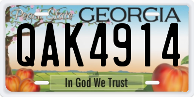 GA license plate QAK4914